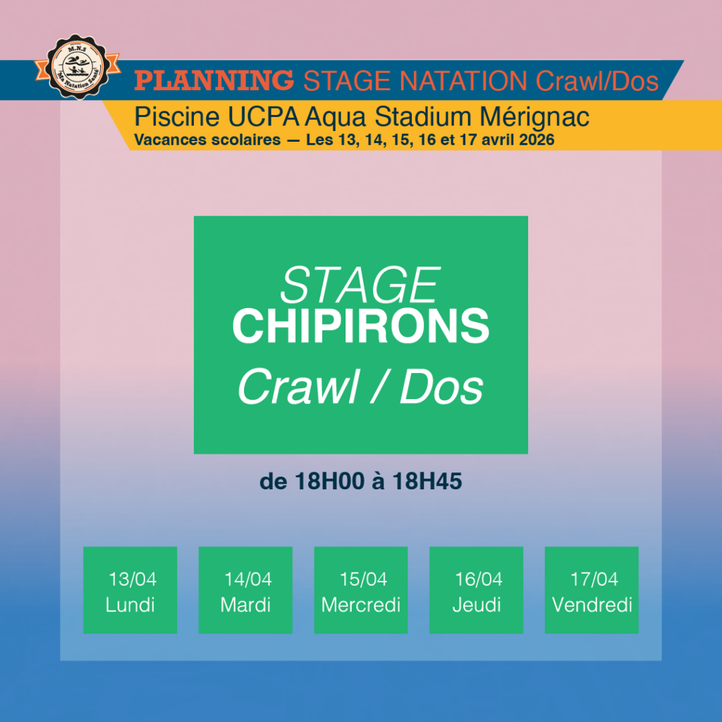 Planning : Stages avril 2026 - Mérignac UCPA Aqua-Stadium